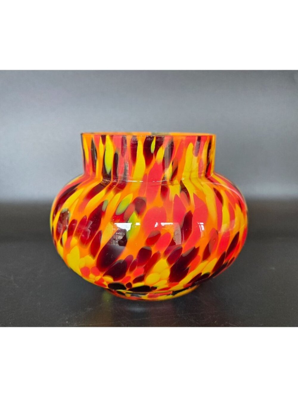 1930s Ernst Steinwald / Franz Tomschick Kralik Czech Orange, Yellow Splatter Gla